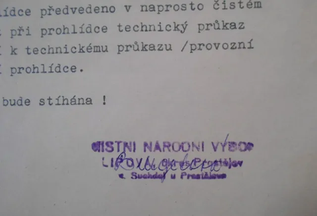 Sbor požární ochrany v Hrochově - Předvolání k technické prohlídce - MNV 1988