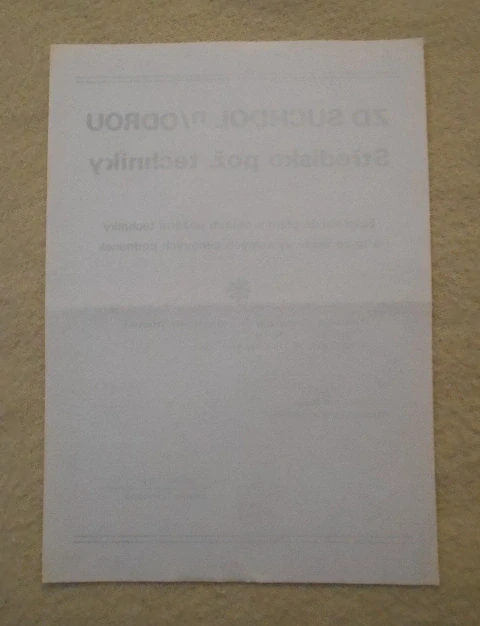 Leták Středisko požární techniky ZD Suchdol nad Odrou - reklamní leták