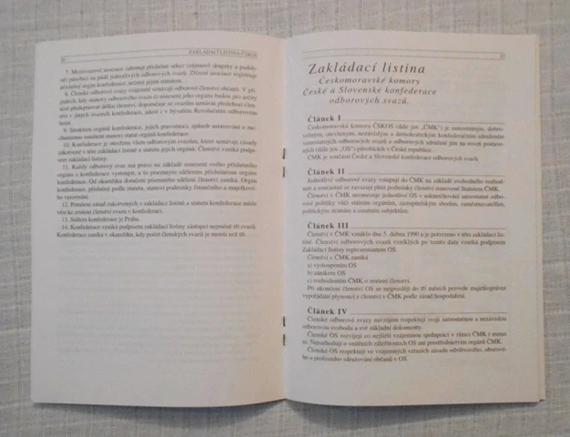 Českomoravská komora odborových svazů - Ohlédnutí ( 1989-1995 )