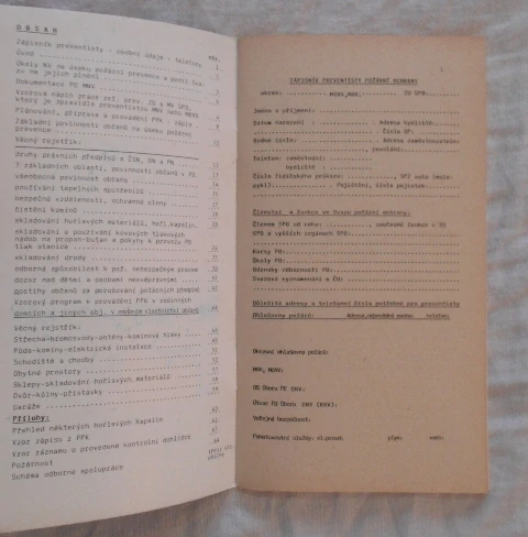 Zápisník preventisty Požární ochrany - 1988