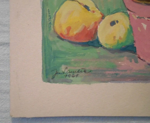 Drobný výtvarný list - signováno J. Samlík 1961