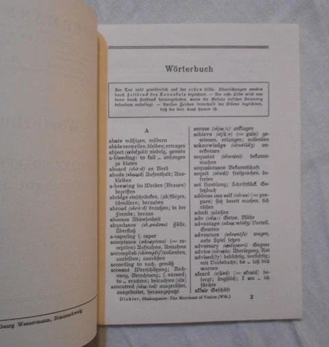 William Shakespeare - The Merchant of Venice - Wőrterbuch