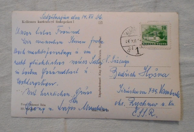 Pohlednice Kellemes karácsonyi ünnepeket! - Veselé Vánoce! - Budapest 1966