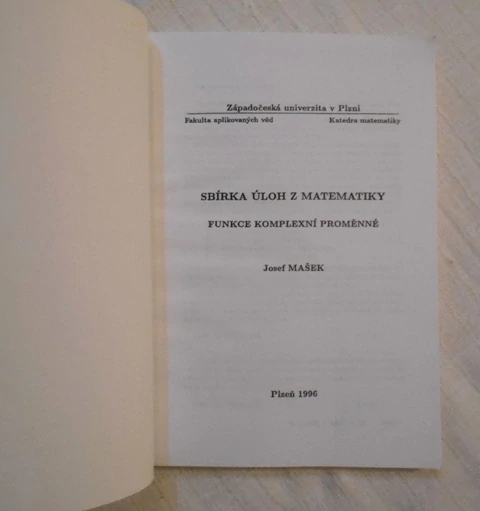 Sbírka úloh z matematiky Funkce komplexní proměnné - 1996