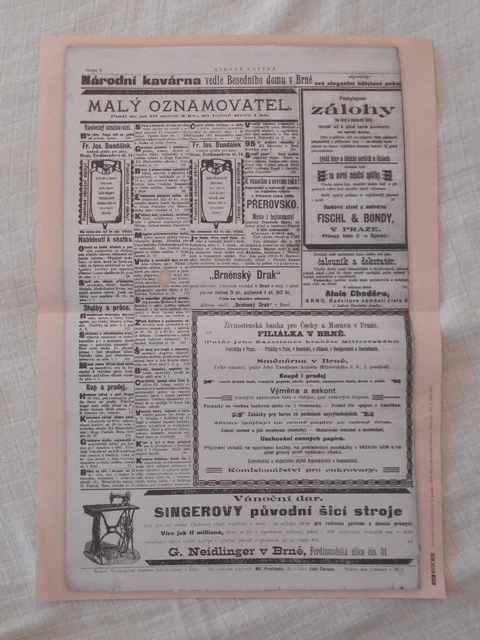 Replika Lidové noviny první číslo 16. prosince 1893 - titulní list