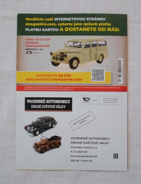Reklamní nabídkový leták Vojenské automobily Druhé světové války - DeAgostini Collectibles