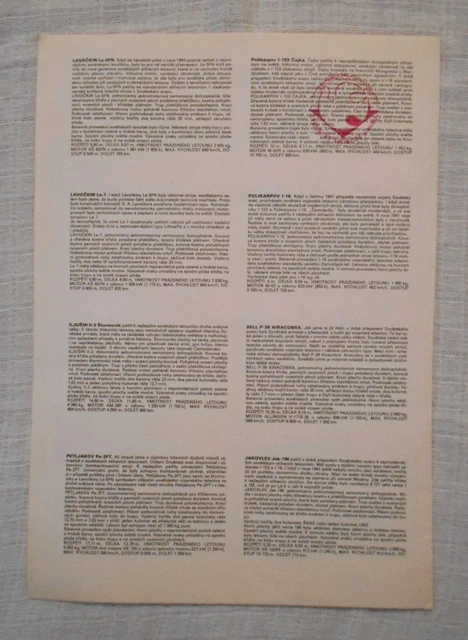 Technický atlas abc - Letectví Zbraně proti fašismu ( SSSR ) - původní list 8 kartiček - 1985