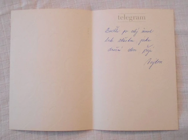 Telegram - J. Fišer ilustrovaný doručovací formulář použitý - 1975
