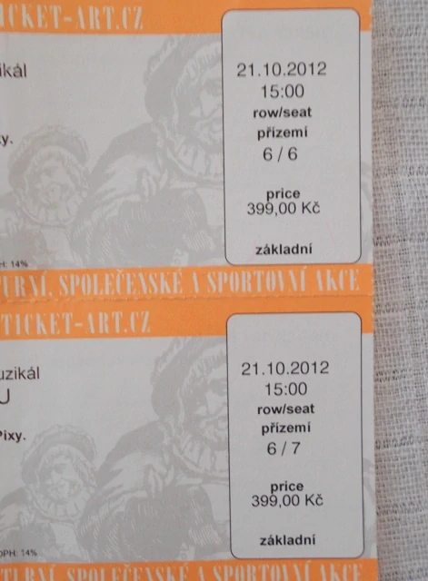 Vstupenka - Divadlo Hybernia 2012 Kapka medu pro Verunku - blok 2 kusy 