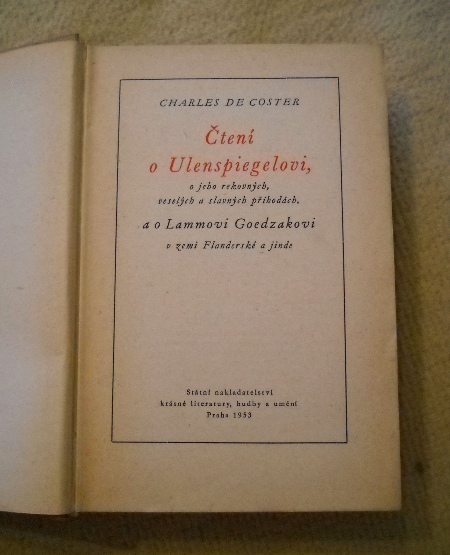 Charles de Coster - Čtení o Ulenspiegelovi - 1953