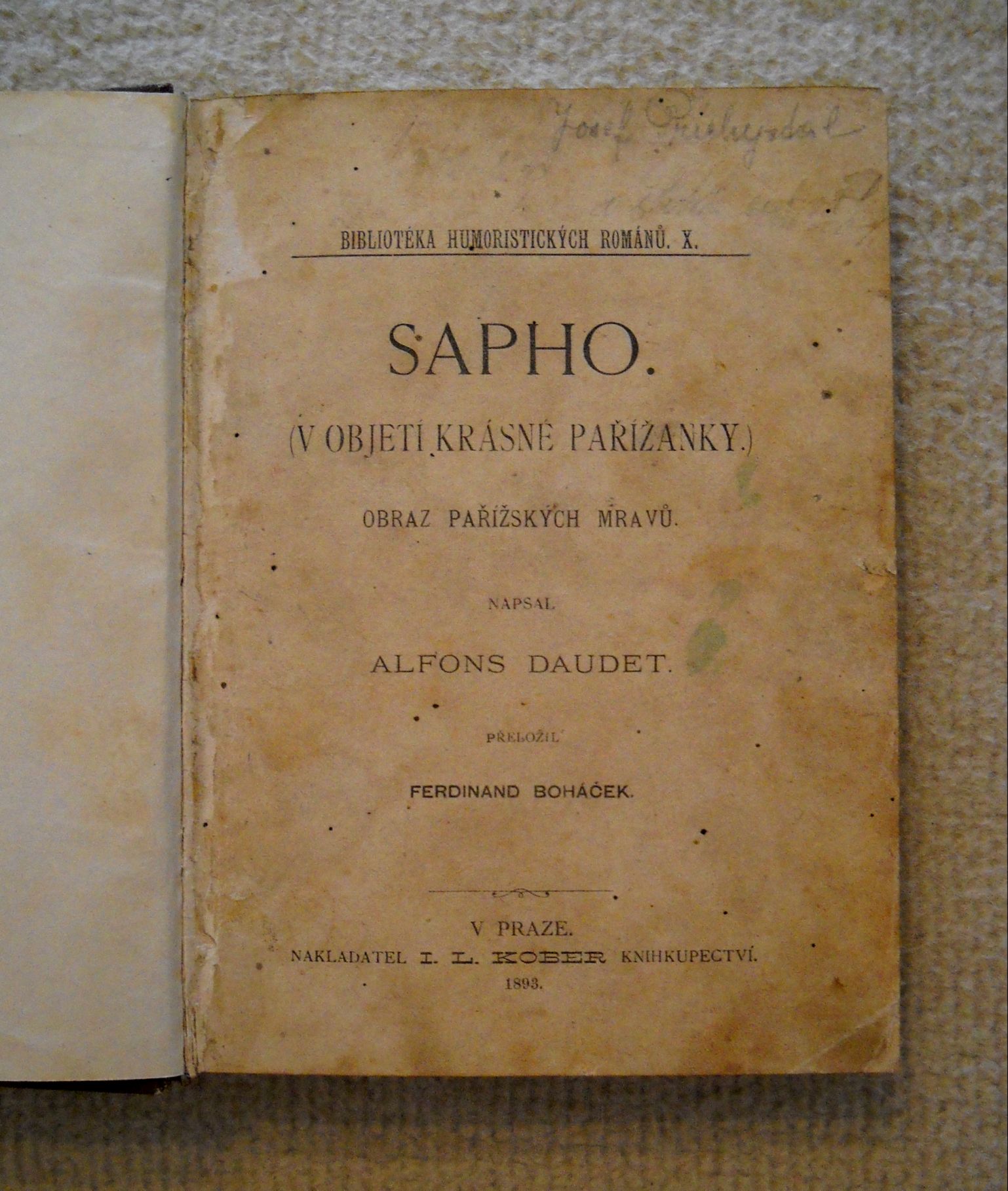 Alphonse Daudet - Sapho - Praha 1893