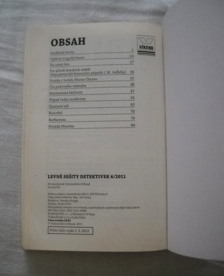 Levné sešity detektivek - Smrtonosná žárlivost - číslo 6 / 2011