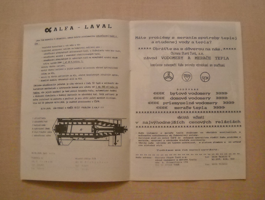 Vodovody a kanalizace Olomouc - Program výstavy Dny nové techniky 1992