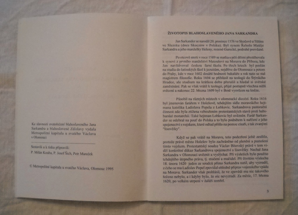 Kanonizace Blahoslaveného Jana Sarkandra a Blahoslavené Zdislavy - 1995