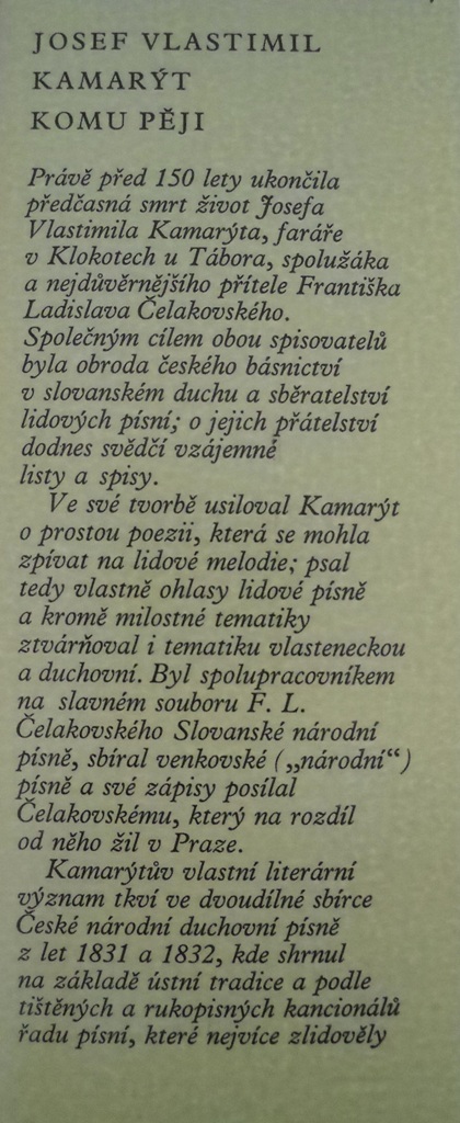 Josef Vlastimil Kamarýt - Komu pěji - 1983
