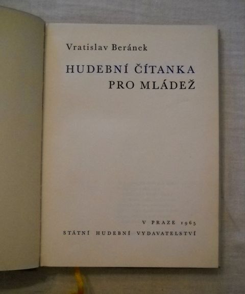Vratislav Beránek - Hudební čítanka pro mládež - 1965