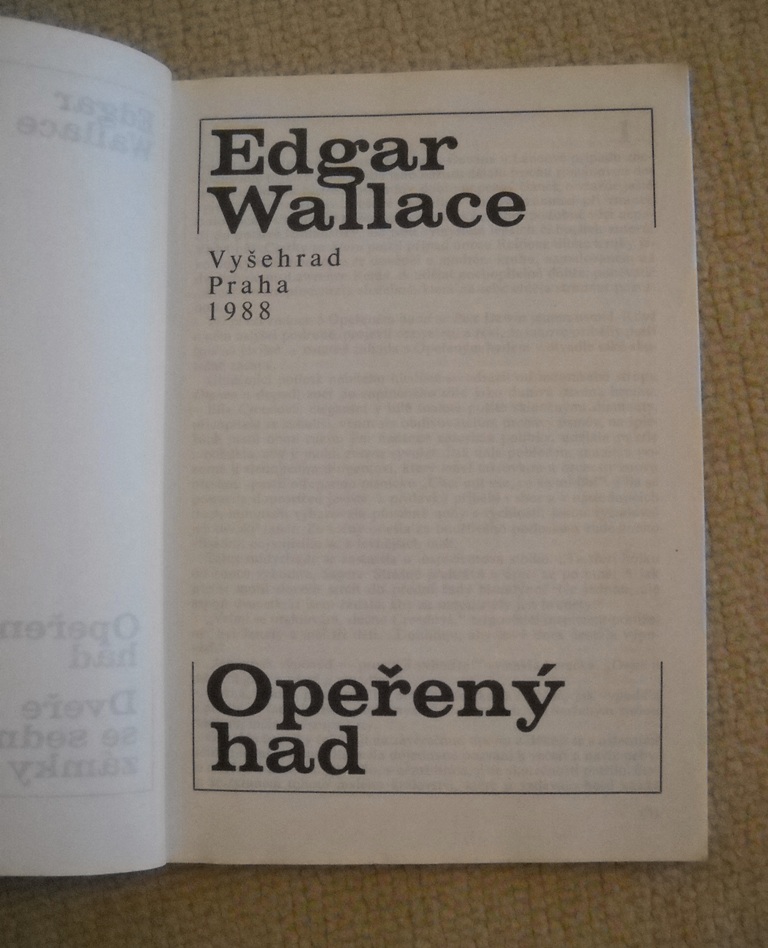 Edgar Wallace - Opeřený had - Vyšehrad 1988