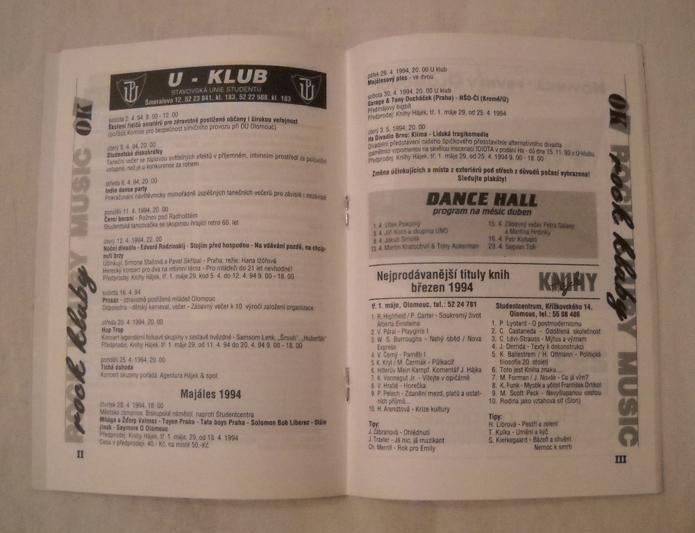 Časopis Kdy-kde-co v Olomouci - duben 1994