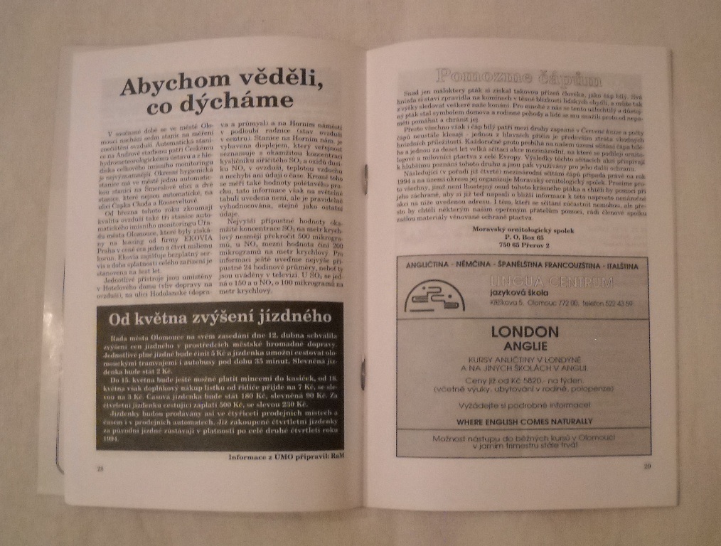 Časopis Kdy-kde-co v Olomouci - květen 1994