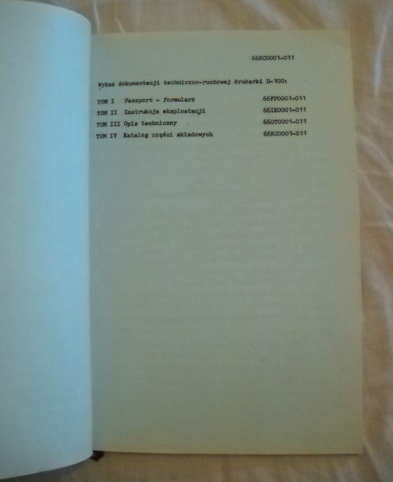 Drukarka D•100 - Katalog części składowych - 1986