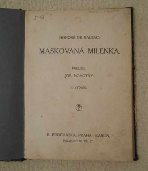 Honoré de Balzac - Maskovaná milenka - II. české vydání