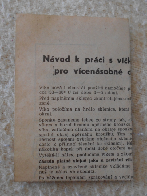 Návod k práci s víčky Omnia se sponou - 1984