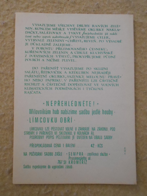 Zahradnický leták Rady ze Sempry pro celý rok - duben - 1977