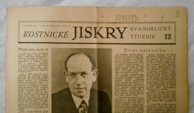 Kostnické jiskry evangelický týdeník ročník 38 číslo 12 z 26. 3. 1953