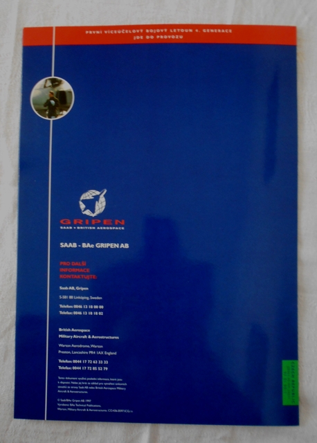Reklamní prospekt Gripen - První bojový letoun 4. generace - 1997
