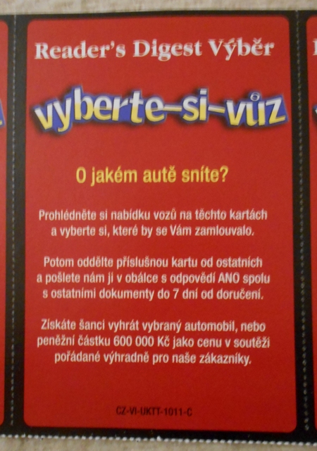 Reklamní kartičky Škoda - blok 3 kusy - Reader´s Digest Výběr