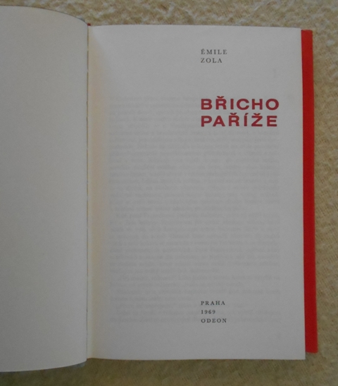 Émile Zola - Břicho Paříže - Odeon 1969