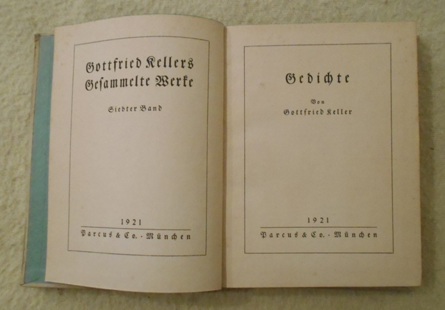 Gottfried Keller - Gedichte - München 1921