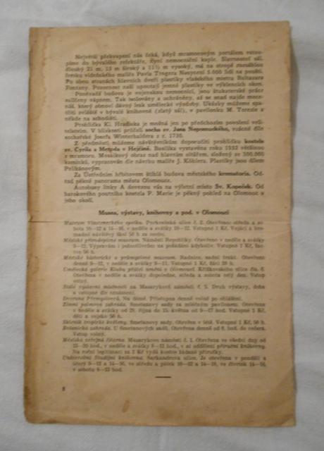 Ant. Zemánek - Stručný průvodce po uměleckých a historických památkách Olomouce - 1936