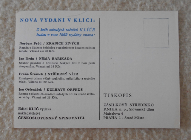 Knižní objednací lístek Edice Klíč 1969