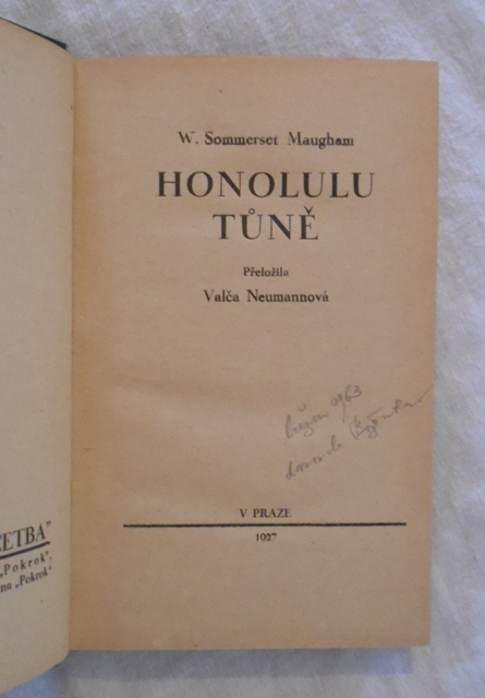 William Sommerset-Maugham - Honolulu Tůně - 1927