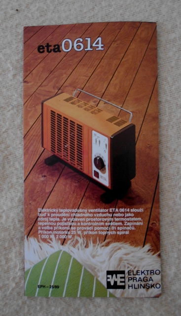 Katalogový leták Teplovzdušné ventilátory & infrazářiče ETA - 1989