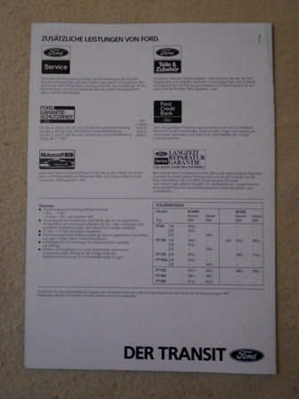Reklamní leták Der Transit Kombi / Bus - Ford 1987