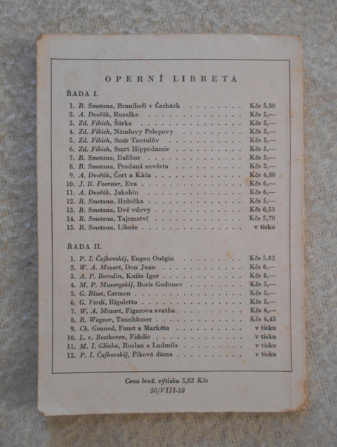 Operní libreta II-1 - P.I. Čajkovskij - Eugen Oněgin - 1956