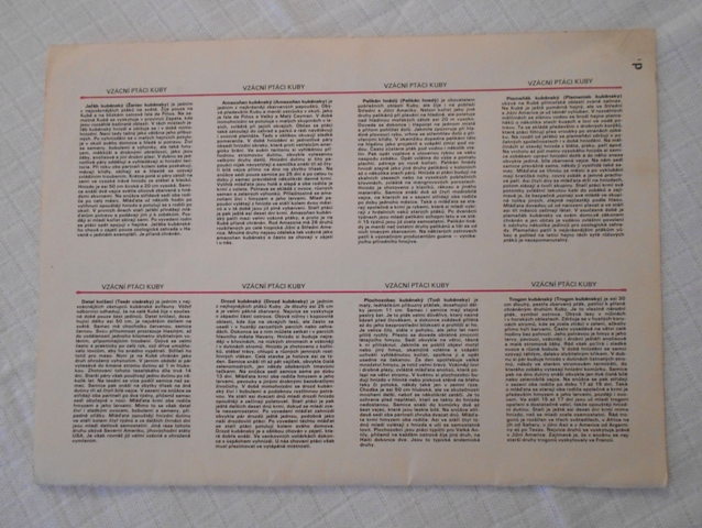 Atlas abc - Příroda Vzácní ptáci Kuby - původní list 8 kartiček