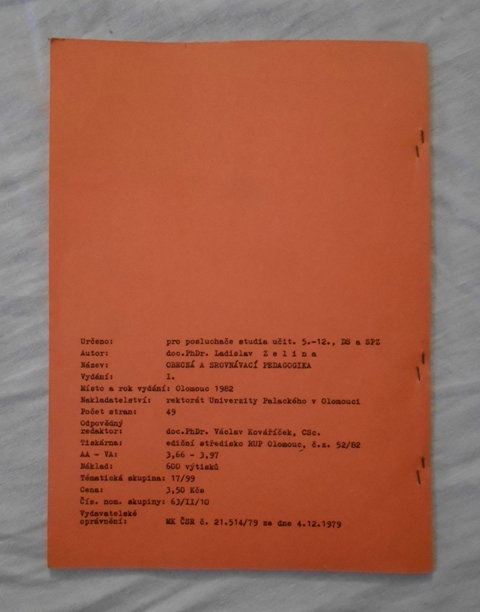 Ladislav Zelina - Obecná a srovnávací pedagogika - 1982