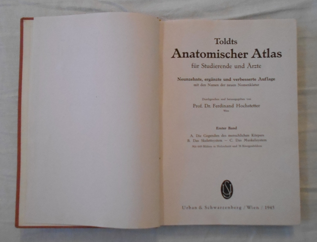 Toldts Anatomischer Atlas für Studierende and Ärzte Erster Band - 1945 - německy