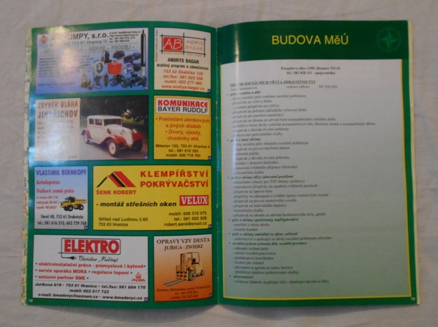 Hranice Oblastní mapový průvodce - brožura s vlepenou mapou