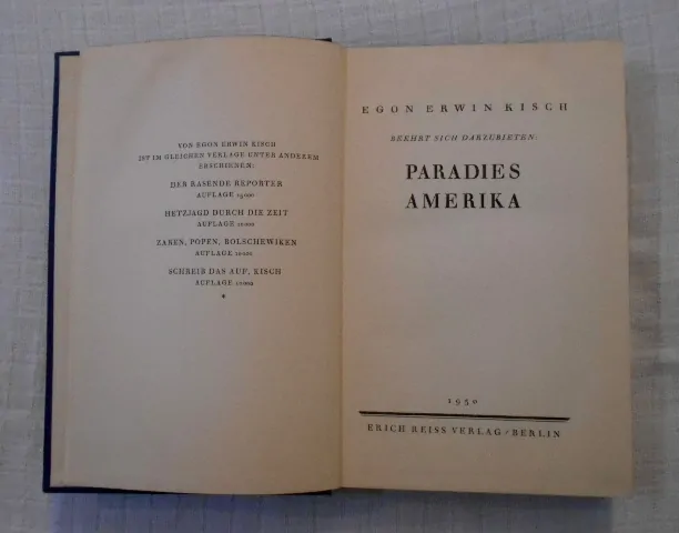 E.E. Kisch - Paradies Amerika - Berlin 1930 - německy