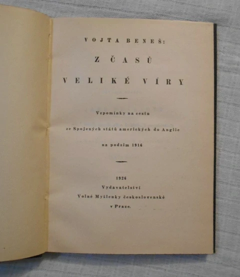 Vojta Beneš - Z časů veliké víry - 1926