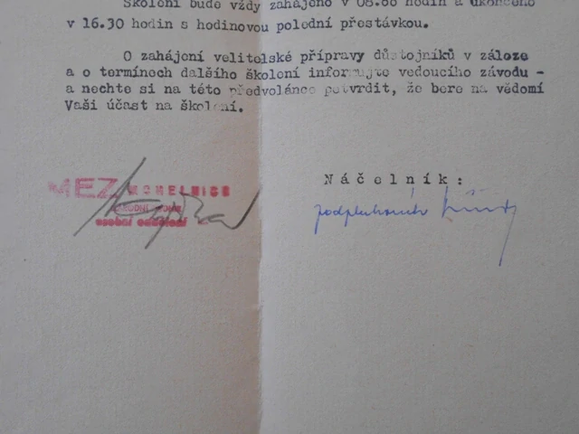 Okresní vojenská správa Litovel - Předvolánka na velitelskou přípravu důstojníků v záloze - 1959