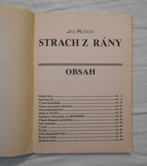 Jan Roman - Strach z rány - Magnet-Press 1992