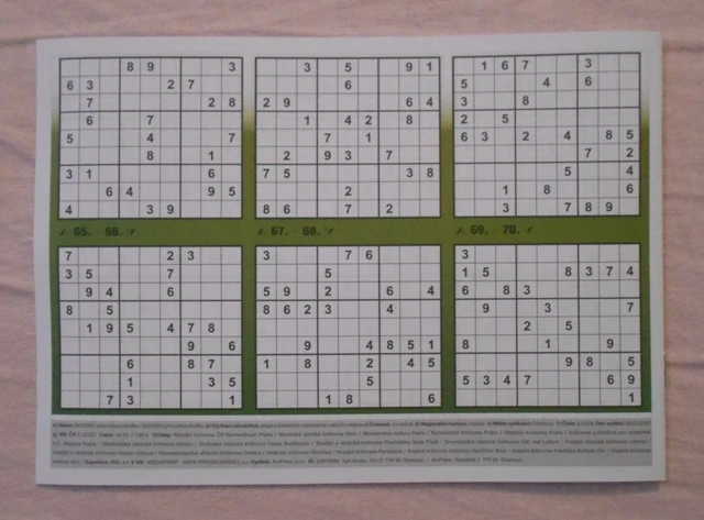 Sudoku pro volnou chvilku rok 2025 číslo 2 - nevyluštěný
