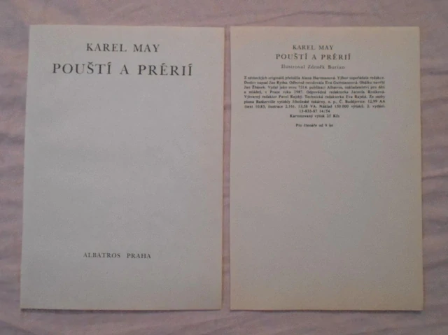 Ilustrace Zdeněk Burian z knihy Pouští a prérií - 20 listů - 1987