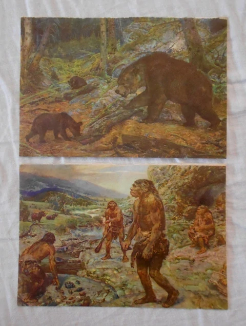 Ilustrace Zdeněk Burian z knihy J. Augusta Ztracený svět - 7 listů - 1968
