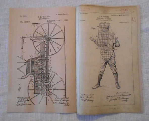 Replika Patentové výkresy z let 1838-1905 - výběr listů - SOUČASNÁ REPLIKA